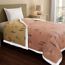 Boutique Living India Peach & Blue 200 TC Floral Single Bed Cotton Dohar-image-6