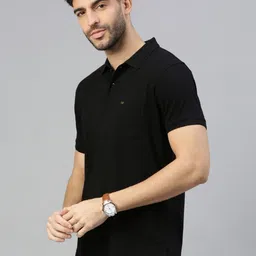 ZEDD Men Solid Polo Collar Cotton T-shirt image 3
