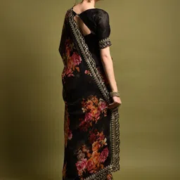 CANIZZARO Floral Zari Pure Chiffon Designer Saree image 2