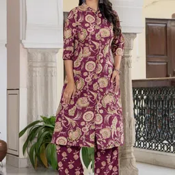 TANISHA Women Floral Printed Regular Kurta with Palazzos image 2