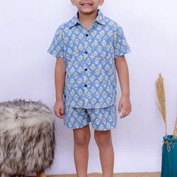 UNBIND Boys Printed Cotton Shirt with Shorts Clothing Set-picture-17
