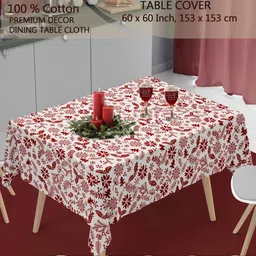 HOME COLORS.IN Multicoloured Floral Cotton 4-Seater Table Cover image 2