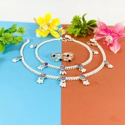 AamNa Enterprises Silver-Plated Stone-Studded & Beaded Jewellery Set-picture-19