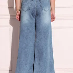 Miss Chase A+ Women Wide Leg High-Rise Light Fade Stretchable Jeans image 4