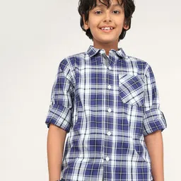 BONKIDS Boys Classic Fit Tartan Checked Spread Collar Cotton Casual Shirt-picture-37