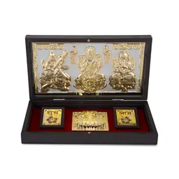 INTERNATIONAL GIFT Brown Metal Laxmi Ganesh Saraswati Charan Paduka Box-image-91