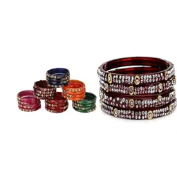 SOMIL Set Of 28 Artificial Stones Studded & Beaded Bangles-picture-31