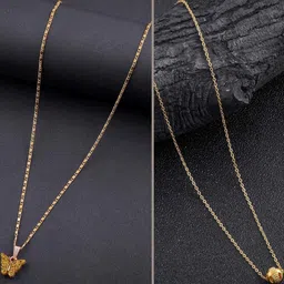 SZN Elegant Set Of 2 Gold-Plated Artificial Beaded Circular Shaped Minimal Chains-picture-41