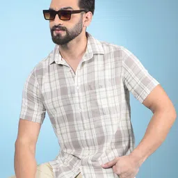 Crimsoune Club Men Classic Slim Fit Tartan Checks Opaque Checked Casual Shirt-image-13