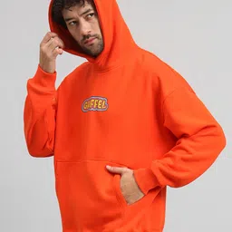 GRIFFEL Men Graphic Printed Hood Fleece Pullover Sweatshirt image 4