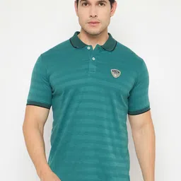 Duke Men Striped Polo Collar Cotton Slim Fit T-shirt-picture-26