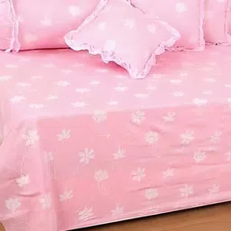 Luxmi Cotton Fabrics 8-Pcs Pink & White PrintedDiwanSet image 2