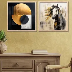 Kotart Brown & White 2 Pieces Printed Wooden Wall Arts-picture-39