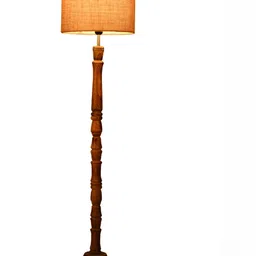 green girgit Brown & Beige Printed Wooden Floor Lamps With Shade image 3