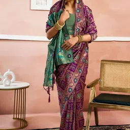 VASTRAAVEDAA Ethnic Motifs Zari Art Silk Heavy Work Banarasi Saree-picture-32