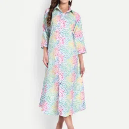 TILISM Women Floral Printed Shirt Maxi Dress-picture-18