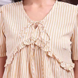 CORSICA Women Striped Flared Sleeve Crop Top image 2