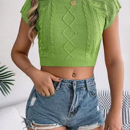 StyleCast x Revolte Women Cable Knit Crop Pullover-picture-21