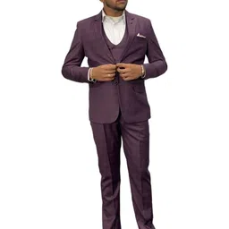 GARGIAN Master Cut Men Maroon Notched Lapel Pure Cotton Formal Suits With Pocket Square-picture-33