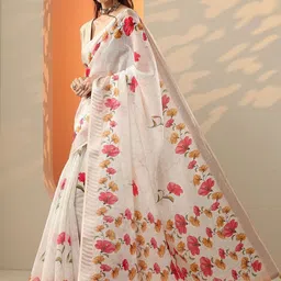 Libas Floral Saree With Blouse Piece image 2