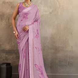 Rekha Maniyar Floral Zari Poly Crepe Designer Saree image 5