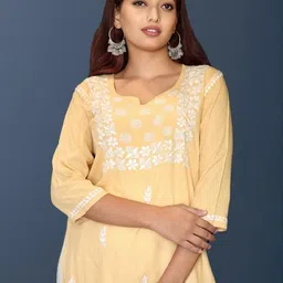 myplusfashion Women Yellow Viscose Rayon Kurtis-image-82