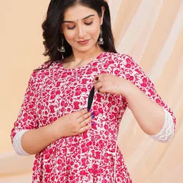 outfit 4 you Women Floral Printed Thread Work Anarkali Kurta-image-9