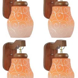 1ST TIME Orange & Orange Printed Wood Contemporary Abstract Shaped Shaped Wall Lamp-picture-35