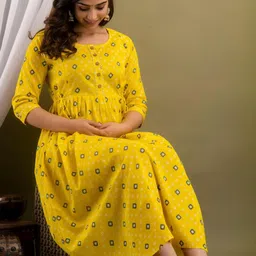 FASHION CLOUD Women Yellow Kurtis-image-0
