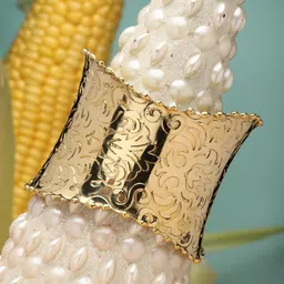 Moedbuille Gold-Plated Engraved Antique Design Oxidised Cuff Bracelet-picture-37