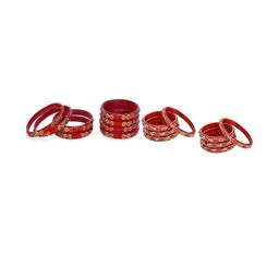 1ST TIME Set Of 16 Red Alloy Artificial Stones & Beads Antique Bangles-picture-28