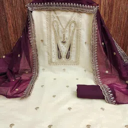 Peachmode Embroidered Unstitched Dress Material image 3