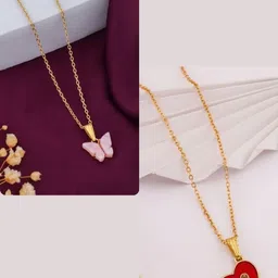 SZN Set Of 2 Gold-Plated Butterfly Shaped Pendants With Chains-picture-24