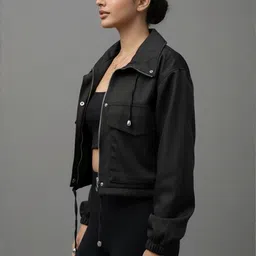 Mast & Harbour Women Spread Collar Solid Bomber Jacket-picture-37