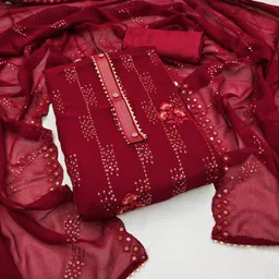 Maroosh Floral Embroidered Sequinned Unstitched Dress Material-picture-36