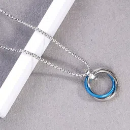 MEENAZ Silver-Plated Circular Pendants with Chains image 2