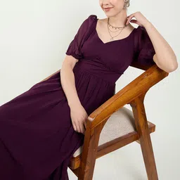 aayu Puff Sleeve Georgette Fit & Flare Maxi Dress image 2