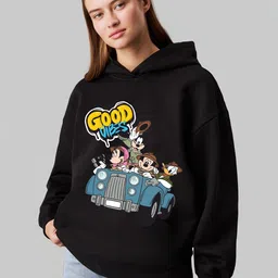 RAYACLOSET Women Printed Hooded Sweatshirt-picture-21