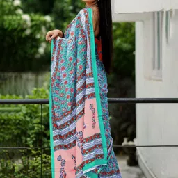 JAINICA Floral Printed Pure Cotton Saree image 2