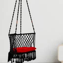 Swingzy Black Premium Small C Shaped Cotton Hammock Swing-image-37