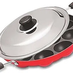 wrypro Fitting 12 Cavity Non-stick Appam Maker with Lid Paniarakkal with Lid 1 L capacity 23 cm diameter-picture-27