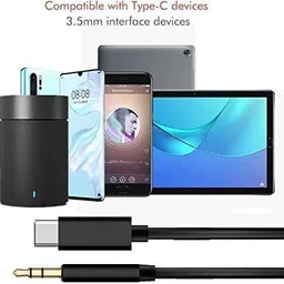 C & E Black, Red USB C to 3.5mm Aux Cord for OnePlus 7Pro/7/6t- 1.3 Meter Phone Converter image 5