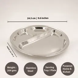 spilbox Steel TiffinPlate|Breakfast Plate|PavBhaji|Bhojan|Idly Sambar-Round Tiffin Plate Dinner Plate image 5