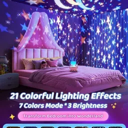 friendzy Bunny Carousel Night Light Projector, 6 Set Rotating LED Star Projection Lamp Night Lamp image 2