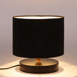 new era Dijon Black Cotton Shade Night Lamp With Iron Base image 3