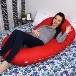 jaga home decor C Shape Cotton Solid Pregnancy Pillow Pack of 1 image 3