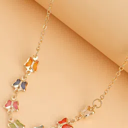 DESTINY JEWELS Gold-Plated Evil Eye Butterfly Layered Chain image 2