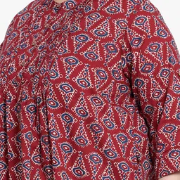 Indietoga Plus Size Geometric Printed Cotton Casual Tunic image 2
