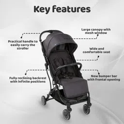 chicco TrolleyMe Stroller Stone for Newborn Babies and Toddlers, 0m+, Pram for Boys and Girls (Black) Stroller image 3