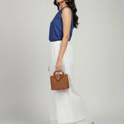 chikankari by kraft Women Regular Fit White Pure Cotton Trousers image 3